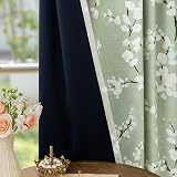 Fmfunctex Green Floral Blackout Curtains 2 Panels 54 Drop Eyelet 50W view 6