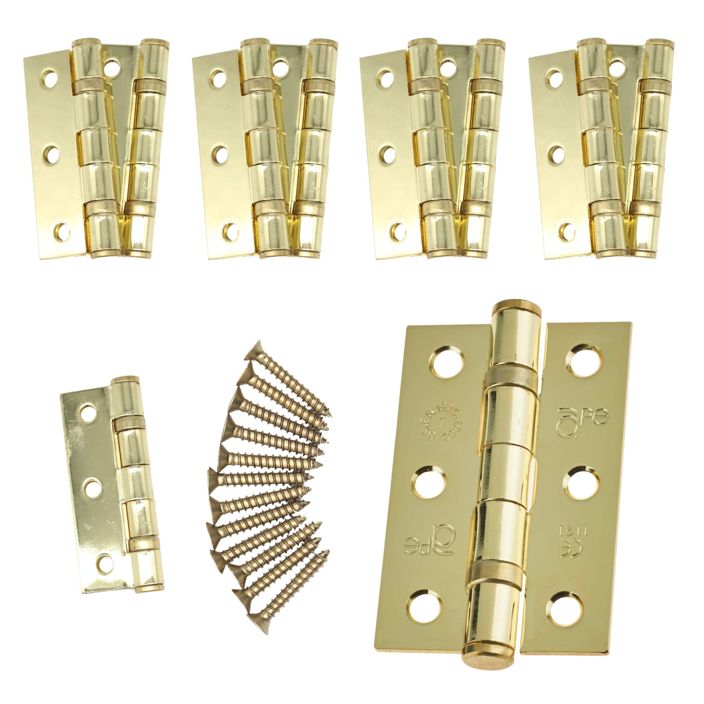 Door Hinge 3" / 76mm PVD Brass Ball Bearing Washer CE Grade 7 for Fire Door 5 Pair