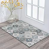 Lahome Moroccan Trellis Front Door Mat Indoor Entrance, 2x3 Rugs for Entryway Non-Slip Washable Indoor Door Mat, Oriental Accent Small Rug for Kitchen Bedroom Bathroom, Blue
