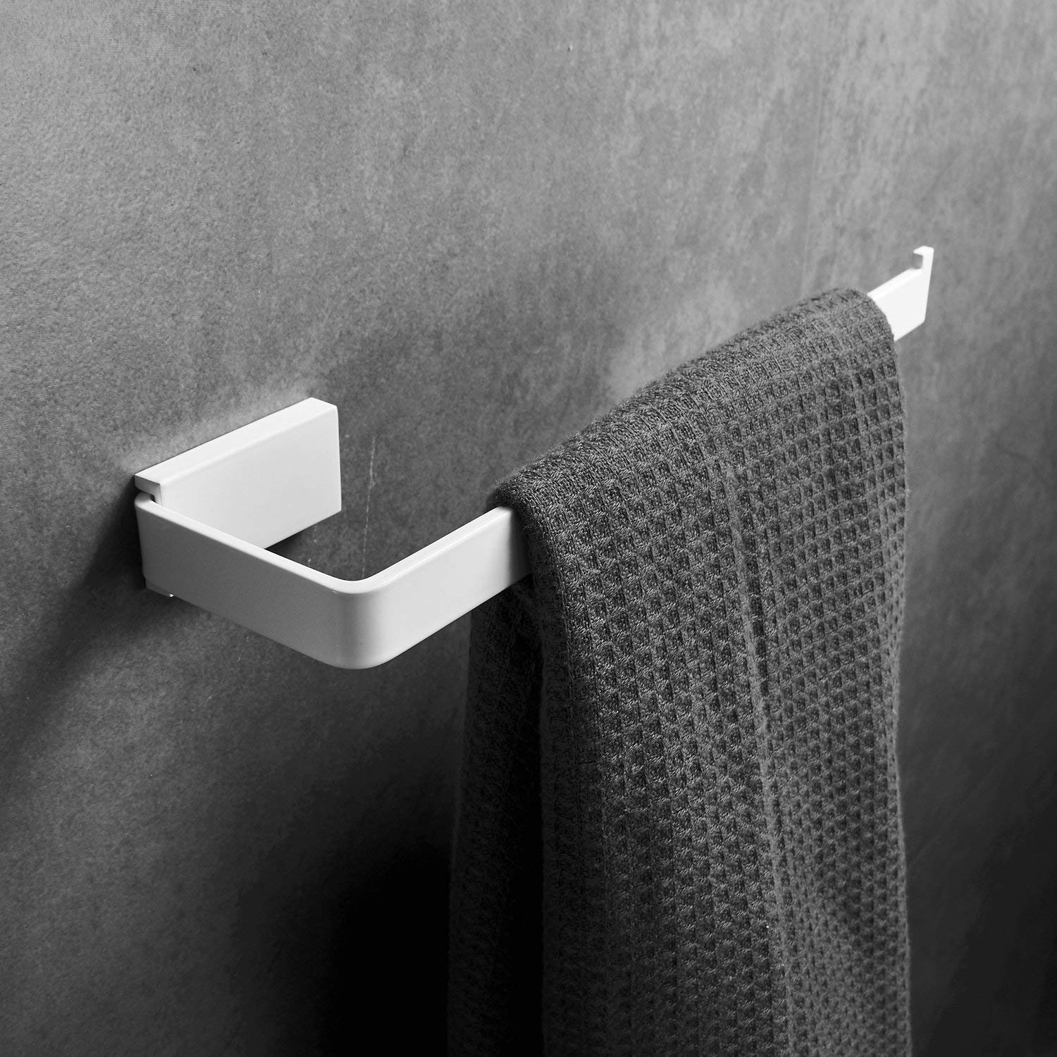 Beelee Towel Ring Wall Mount, Towel Rail White, SUS304 Stainless Steel, Open-Arm Design Single Bar, BA19905W