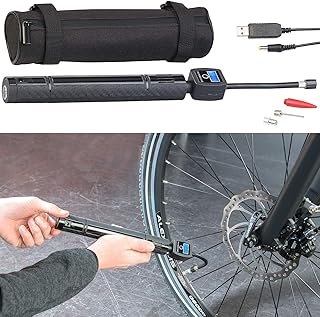 AGT Professional Reifenpumpe: Kompakte Akku-Kompressor-Luftpumpe mit LCD-Display, LED, 101 psi,7 bar (Elektrische Fahrradpumpe)