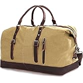 Weekender Travel Bag for Men & Women, Large Overnight Duffle Carry On Bag with Easy-Grip Handles, Gym Tote for Work, Weekend Trips, Sports (Khaki)