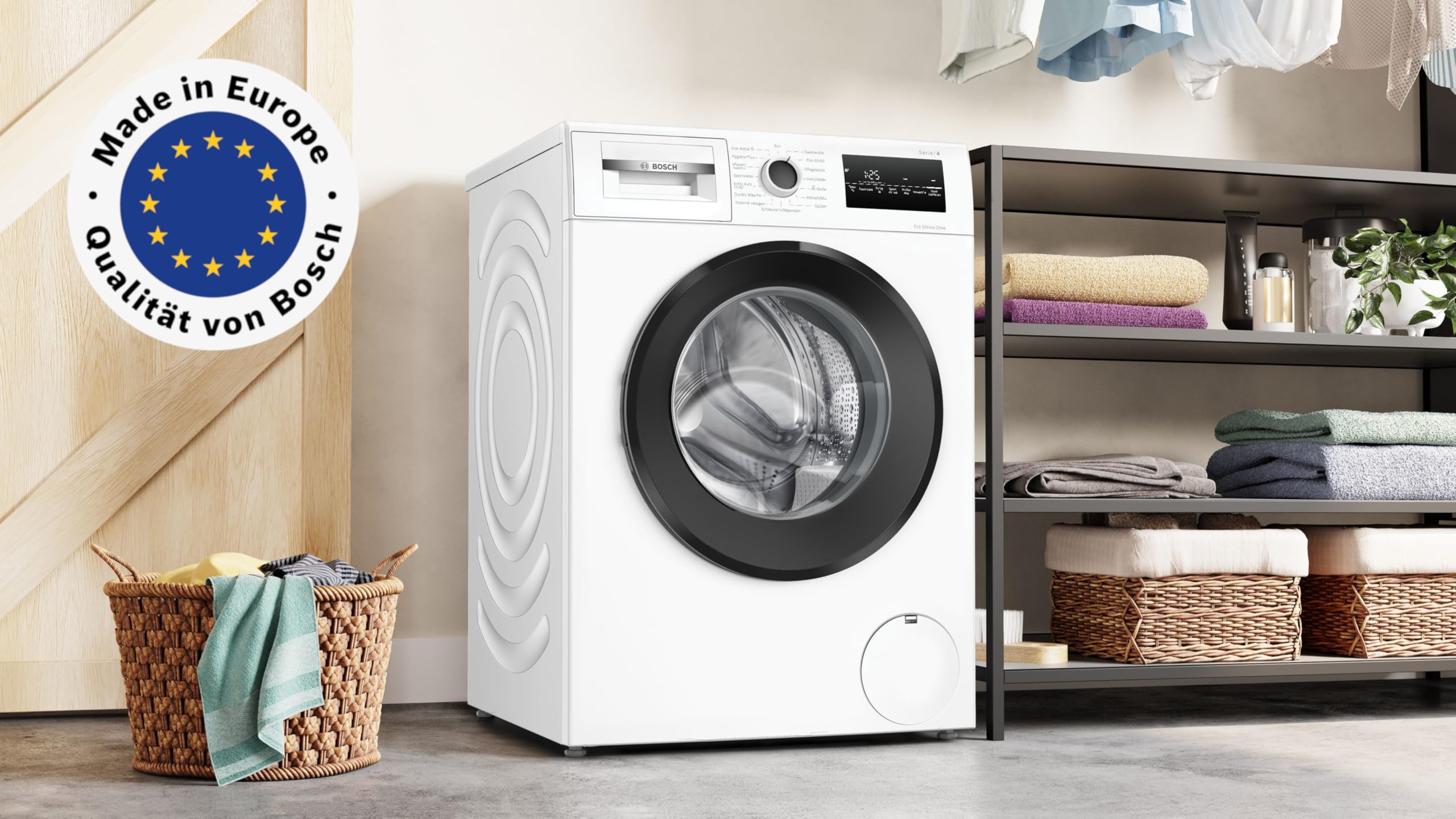 Bosch Waschmaschine 8 kg Serie 4, 1400 UpM, Leiser Betrieb, Iron Assist, Speed Perfect, Nachlegefunktion, Hygiene Plus Programm, AquaSecure Plus, Langlebig mit Ersatzteilverfügbarkeit, WAN282K4 2