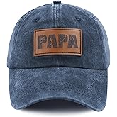 Fishing Papa Hats for Men, Vintage Cotton Fishing Decor Leather Patch Baseball Cap for Dad Papa
