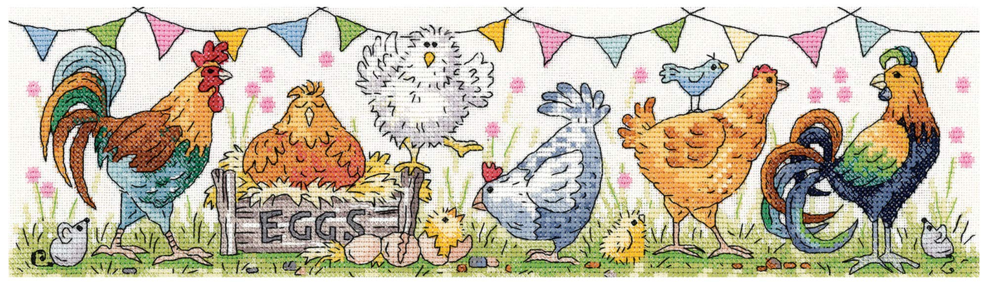Heritage Crafts Cross Stitch Kit - Chicken Run (Aida)