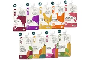 Serenity Kids 6+ Months Meats + Veggies Mixed Baby Food Puree Pouch Variety Pack 18 Count- No Sugary Fruits or Added Sugar - 3.5 Oz BPA & Allergen Free Pouch- Baby Puree Variety Pack - Pouches - Bison