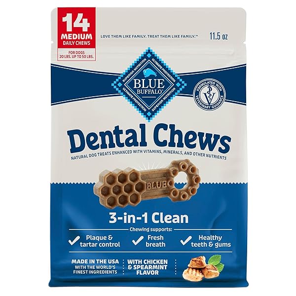 BLUE BUFFALO MEDIUM DENTAL CHEWS FOR DOGS, DAILY...