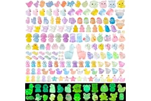 BXYIIGRU Luminous Mini Resin Animals 200 Pcs Tiny Resin Animals Figurines to Hide Mini Ducks Dinosaurs Glow in Dark for DIY Garden Miniatures Fairy Garden Accessories