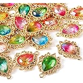 Sparkeads 20Pcs Alloy Gradient Teardrop Charms Water Droplet Resin Rhinestone Pendants Drop Golden Charms Transparent Crystal Pendants Dangle Charms for Jewelry Making Necklace Earring Bracelet,Golden