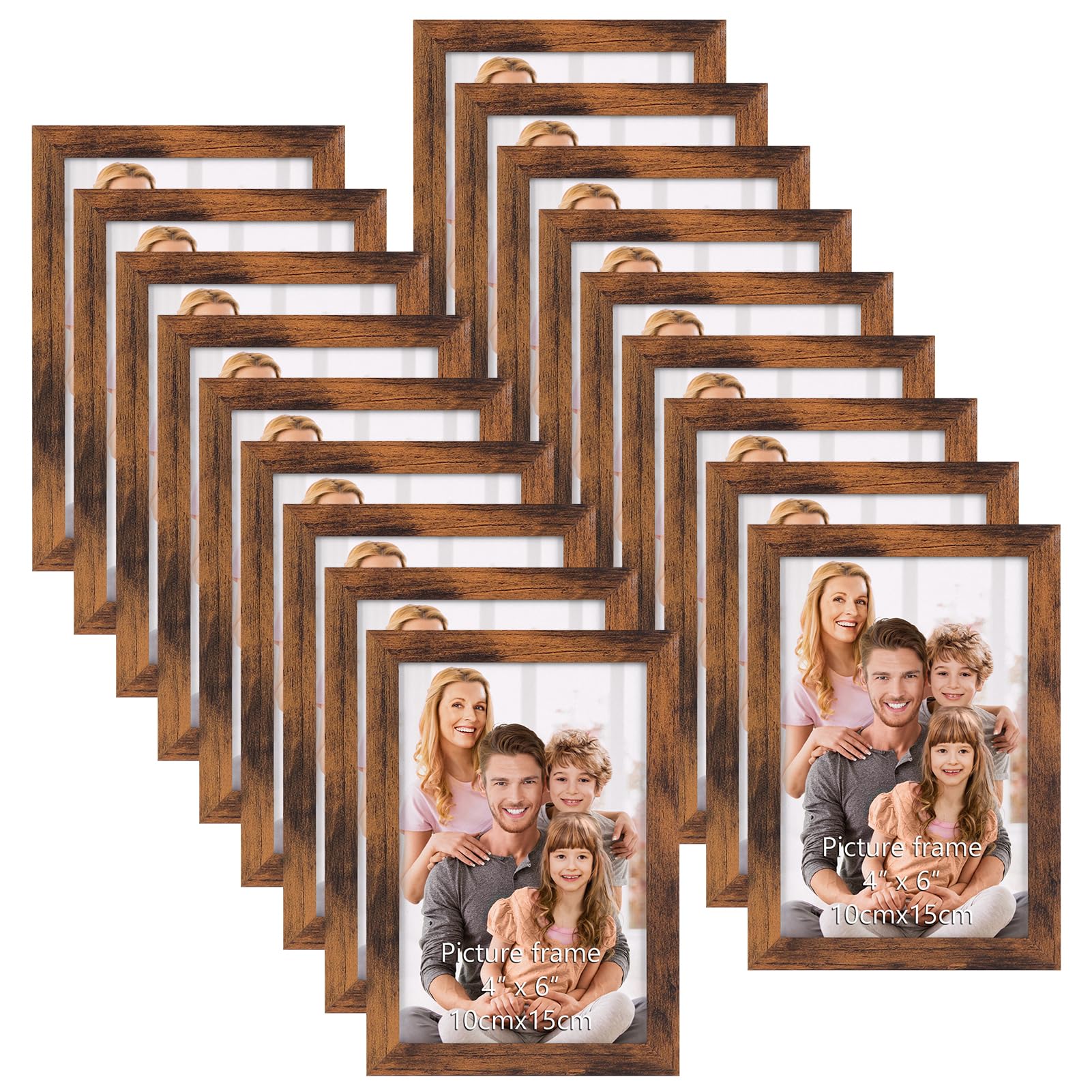 WIFTREY 4x6 Picture Frame 18 Pack, Rustic Brown 4 x 6 Photo Frame Bulk for Wall Hanging, Tabletop Display