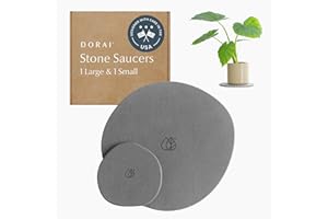 Dorai Stone Plant Pot Saucer – 1 Large and 1 Small Diatomite Water-Catching Trays for Indoor Plants