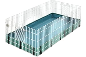 MidWest Homes for Pets Guinea Habitat Cage, Washable PVC Canvas Bottom, Secure Sides, Tool-Free Setup, Expandable Small Animal Cage for Guinea Pigs, 171GH