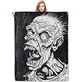 VANZEV Terrifying Zombie Flannel Blanket, Spooky Horror-Themed Soft Lightweight Throw Blankets Gifts for Adults Women,50" x 60" Perfect for Couch Bed Home Travel Halloween Decor