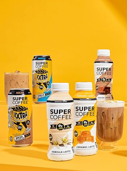 SUPER COFFEE, READY TO DRINK ICED COFFEE, VANILLA LATTE (12 OUNCE BOTTLES, PACK OF 12) – LOW NET CARBS, NO ADDED SUGAR, KETO FRIENDLY, 10G OF PROTEIN, LOW CALORIE, PROTEIN COFFEE