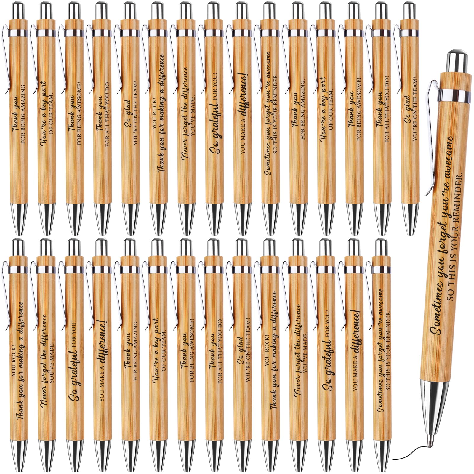 30 Pcs Thank You Ballpoint Pens Inspirational Quotes Pens Motivational Pen Employee Appreciation Gifts Novelty Black Ink Pen Thank You Gifts for Colleagues Coworkers Teacher Office School