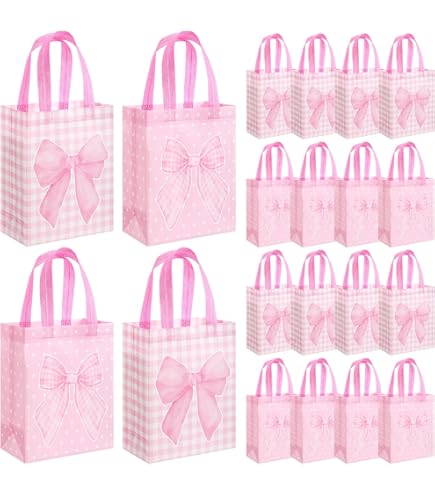 30 Pcs Party Bags, Pink Gift Bags With Handles, Flat Bottom Paper Party Bags Thick Party Gift Bags For Kids And Adults Parties, Birthdays, Weddings