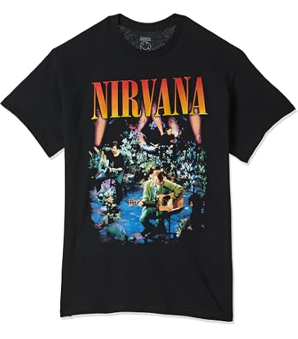 Nirvana Men's Live in Concert Photo T-Shirt Small | Officially