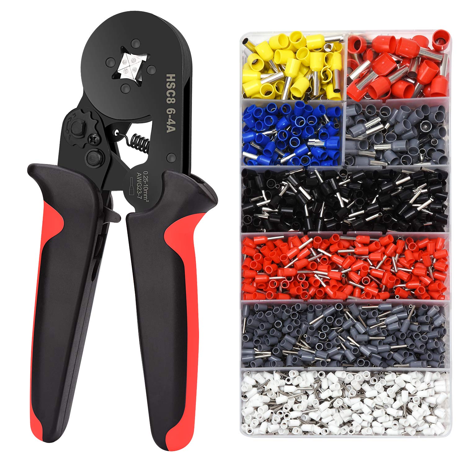 Ferrule Crimping Tool Wire Pliers - 1800 PCS Wire Ferrules with Crimping Pliers Kit, Adjustable Ratchet Wire Crimping Tool Kit with Terminals Crimping Connectors Wire End Ferrules AWG 28-7, 0.08-10mm²