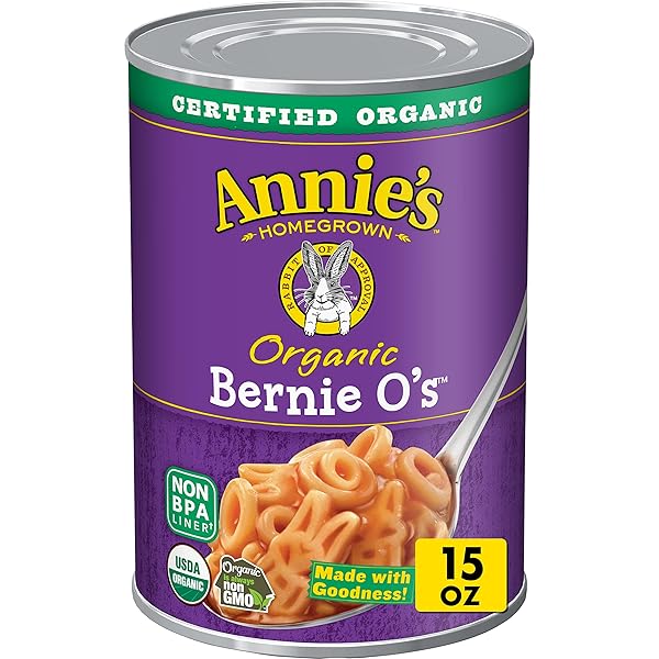ANNIE’S ORGANIC BERNIE O’S, CANNED PASTA IN TOMATO AND CHEESE SAUCE, 15 OZ
