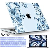 TWOLSKOO for MacBook Air 13 inch Case M4 A3240 M3 A3113 M2 A2681 2025 2024 2022 Plastic Hard Shell, Keyboard Cover, Type C Adapter, Screen Protector for MacBook Air 13.6 inch, Blue Chinoiserie
