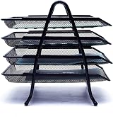 EXERZ Mesh Letter Trays 4-Tier Desk Organiser Free Standing File Rack view 6