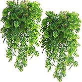 CATTREE Monstera Leaves Artificial Hanging Vines 4 Pack, Fake Ivy Tropical Leafs Green Leaf Plants Greenery Faux Vine Ivy Rattan Ferns for Wedding Garden Home Hawaiian Part Outdoor Décor