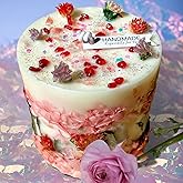 Botanical Crystal Candle, Organic Natural Dried Flowers, Aromatherapy, Scented Fragrance, Meditation,Manifestation,Intention,Christmas,Gift for Woman (Rose Globe Amaranth, Forget-Me-Not/Hydrangea)