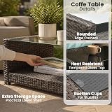 EVRE Roma 4 Seater Rattan Garden Set with Glass Coffee Table Cedar Brown view 5