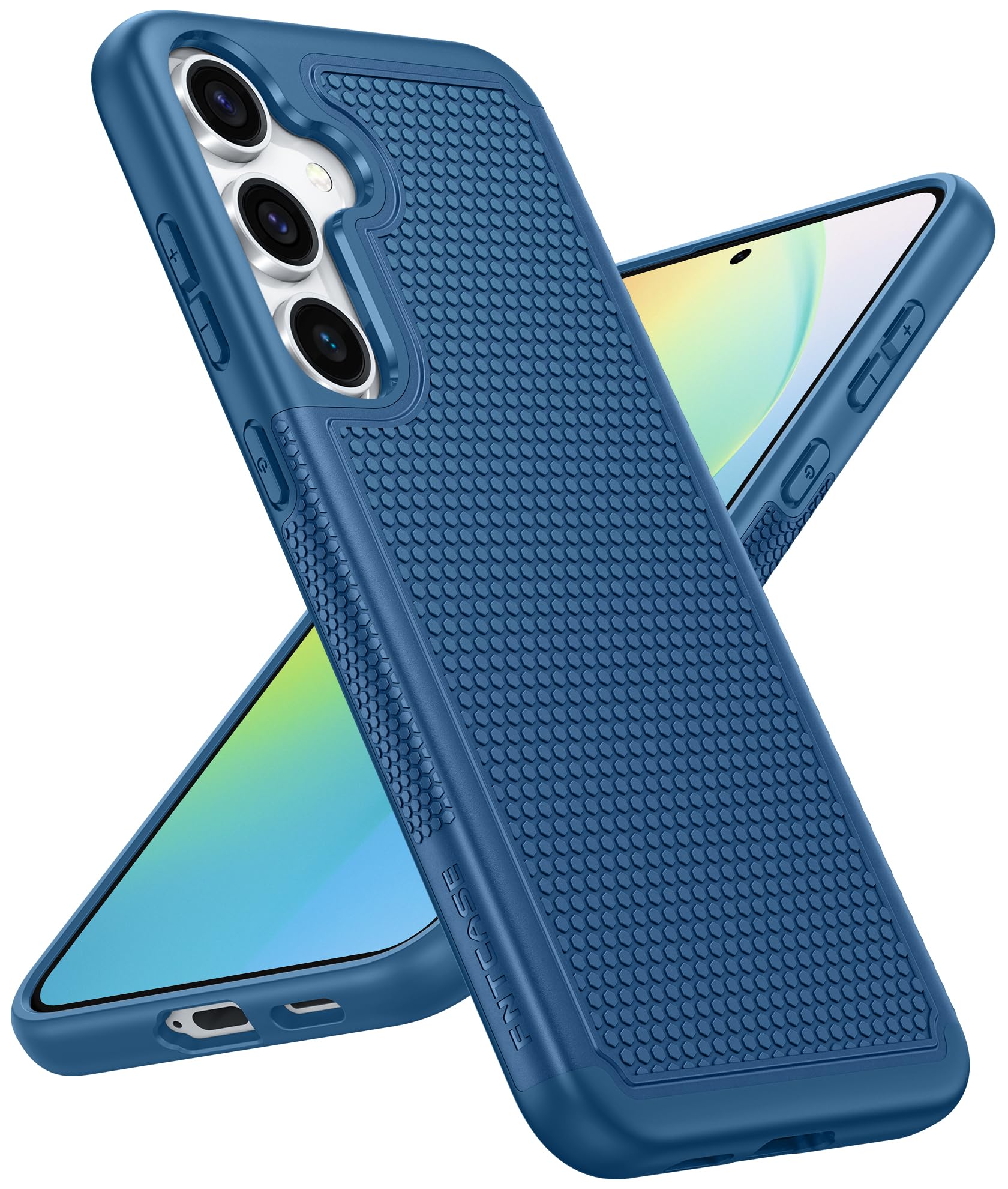 Photo 1 of FNTCASE for Samsung Galaxy S24 Case: Dual Layer Heavy Duty Cell Phone Protective Cover Shockproof Rugged with Non-Slip Textured - Military Drop Protection Bumper Tough - 2024, 6.2inch Blue