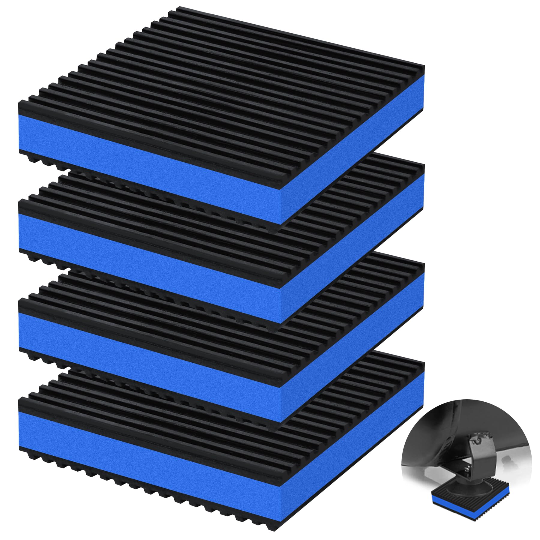 Photo 1 of (BAGGED) phepetroll 4P Anti Vibration Pads 4'' X 4'' X 7/8" Sound Isolation Ribbed Rubber Mats With EVA Center, Heavy Duty Vibration Isolation Pads for Air Compressos, Conditioner, Treadmill, HVAC Washer Dryer