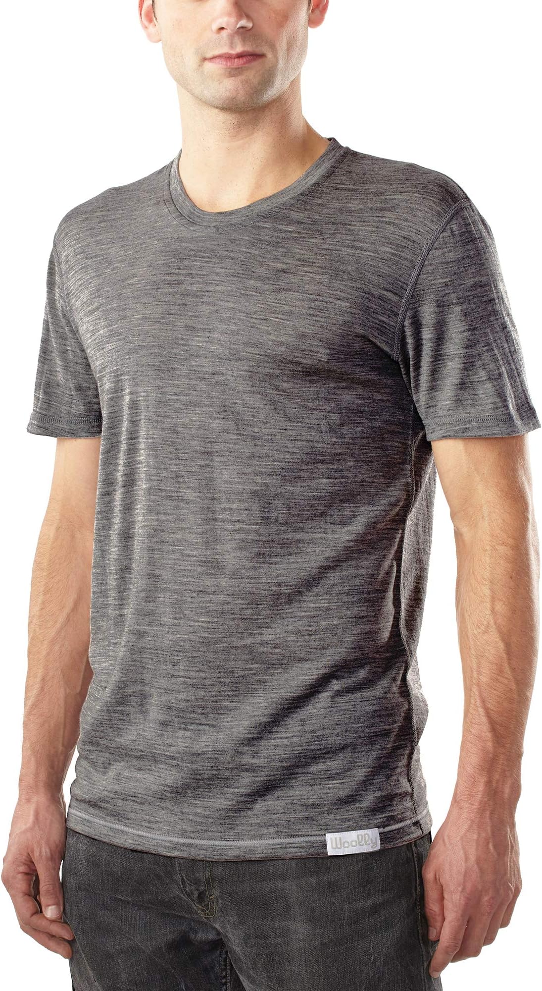 Woolly Clothing Men's Merino Wool Crew Neck Tee Shirt - Ultralight - Wicking Breathable Anti-Odor