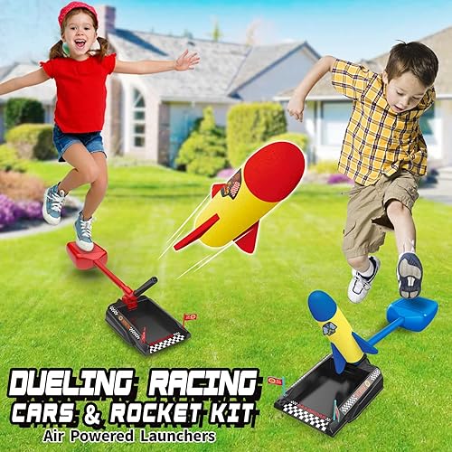 Springflower in Car and Rocket Dueling Launch Toys for Kids,