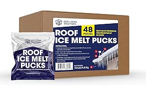 ECO LIVING SOLUTIONS Roof Ice Melt Pucks Calcium Chloride Pucks | Prevent Damage to Roofs from Ice Dams | Roof Melt Tablets | Works Down to -25 °F (10 Pounds/48 Pucks)