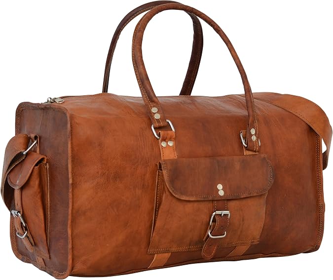 Sac De Voyage En Cuir Véritable – Cabine Homme Marron – Fait Main – Grand Modèle
