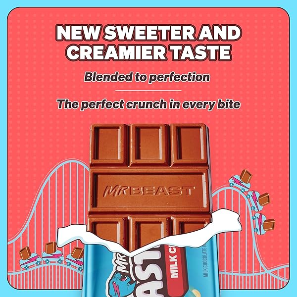 MRBEAST FEASTABLES MILK CHOCOLATE CRUNCH BAR, KING SIZE, 10 COUNT, CRISPY RICE CHOCOLATE CANDY, FAIRTRADE COCOA, 2.1OZ EACH