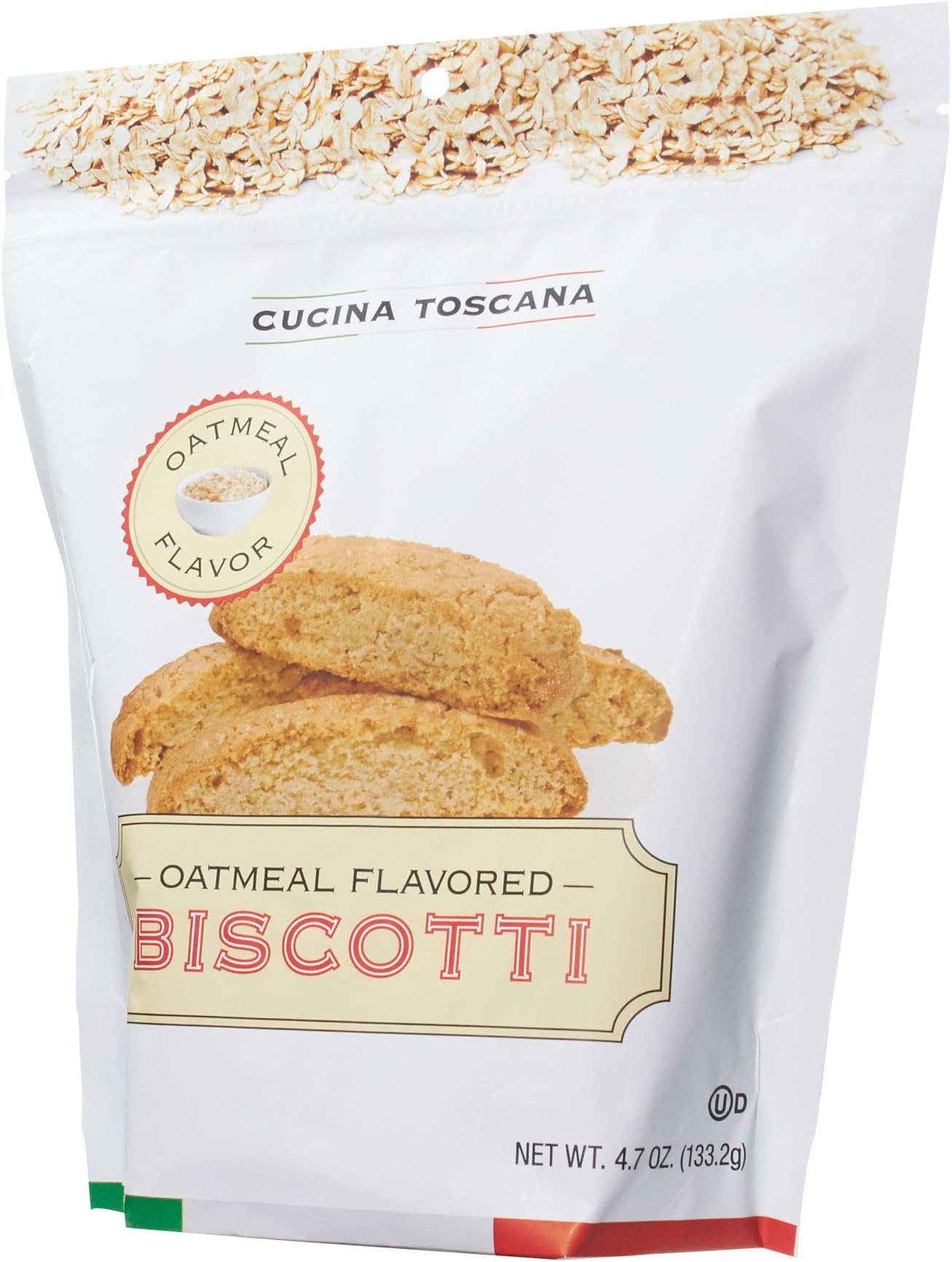 La Collina Toscana Cucina Oatmeal Biscotti Cookies Kosher Resealable Bag 4.7 ounces