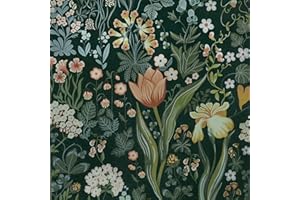Toduso Peel and Stick Wallpaper Vintage Wall Paper Green Floral Contact Paper Removable Wallpaper 17.3"x78.7" Leaf Flower Self Adhesive for Bedroom Drawer Decor Vinyl Rolls