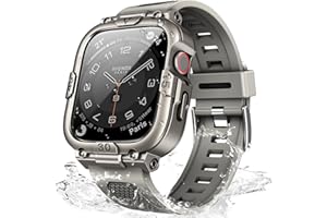 Mosonio Sport Rugged Case with Band for Apple Watch Band 45mm 44mm 41mm 40mm, Light and Soft TPU Bands for Men, Waterproof Band with Screen Protectors, 360°Protective Cover and Tough Bumper for iwatch Series 9 8 7 6 5 4 SE SE2 Men（Size/ Color Optional）