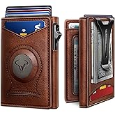 BULLIANT Money Clip Wallet,Mens Gift Slim Wallet Credit Card Holder Airtag&Standard Use 9Cards-Metal Case in Magnetic Flip Shell