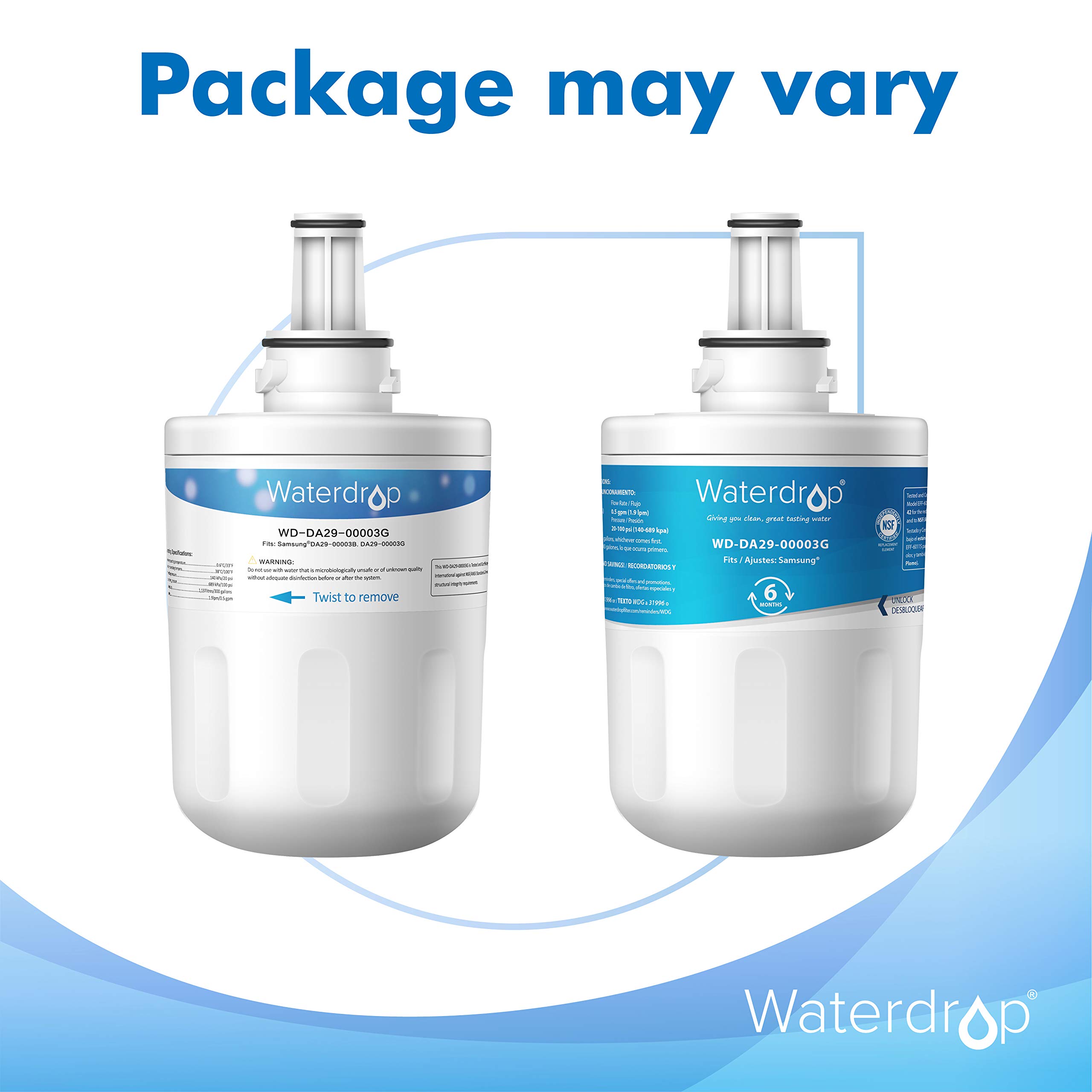 Waterdrop DA2900003G Refrigerator Water Filter, Compatible with