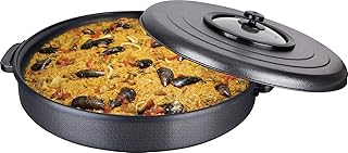 Jata PE550 Elektrische Paella-Pfanne, Durchmesser: 55 cm, Tiefe: 5,5 cm, Antihaftbeschichtung, PFOA-frei, Dampfauslassventil, Temperatur einheitlich auf der gesamten Oberfläche, hergestellt in Spanien