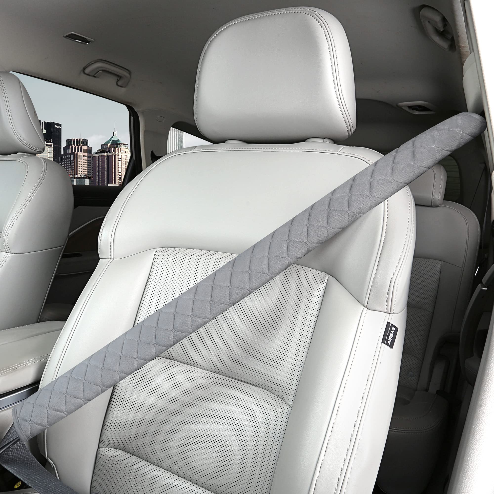 Photo 1 of HighnessHwoo Extra Long Seatbelt Covers for Adults Kids Women & Men, Soft Car Seat Belt Strap Cushion for Sedan, SUV, Trucks, Shoulder Neck Chest Protector Pads, Auto Accessories, 1pc, Gray, 29.5in