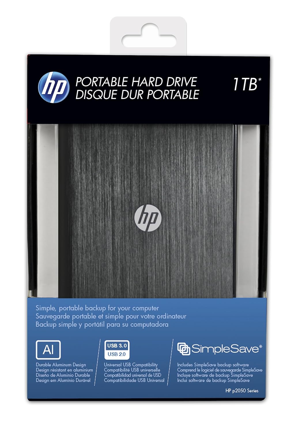 HP 1TB Black Brushed Aluminum Portable Hard Drive