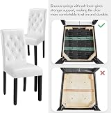 Yaheetech Faux Leather Dining Chairs Set of 2 White High Back Rubber Wood Legs view 7
