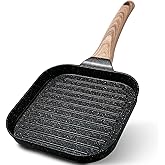 ESLITE LIFE 7 Inch Nonstick Small Grill Pan for Indoor Cooking, Versatile Induction Square Grilling Skillet Steak Pan for Stove Tops, PTFE & PFOA Free, Black