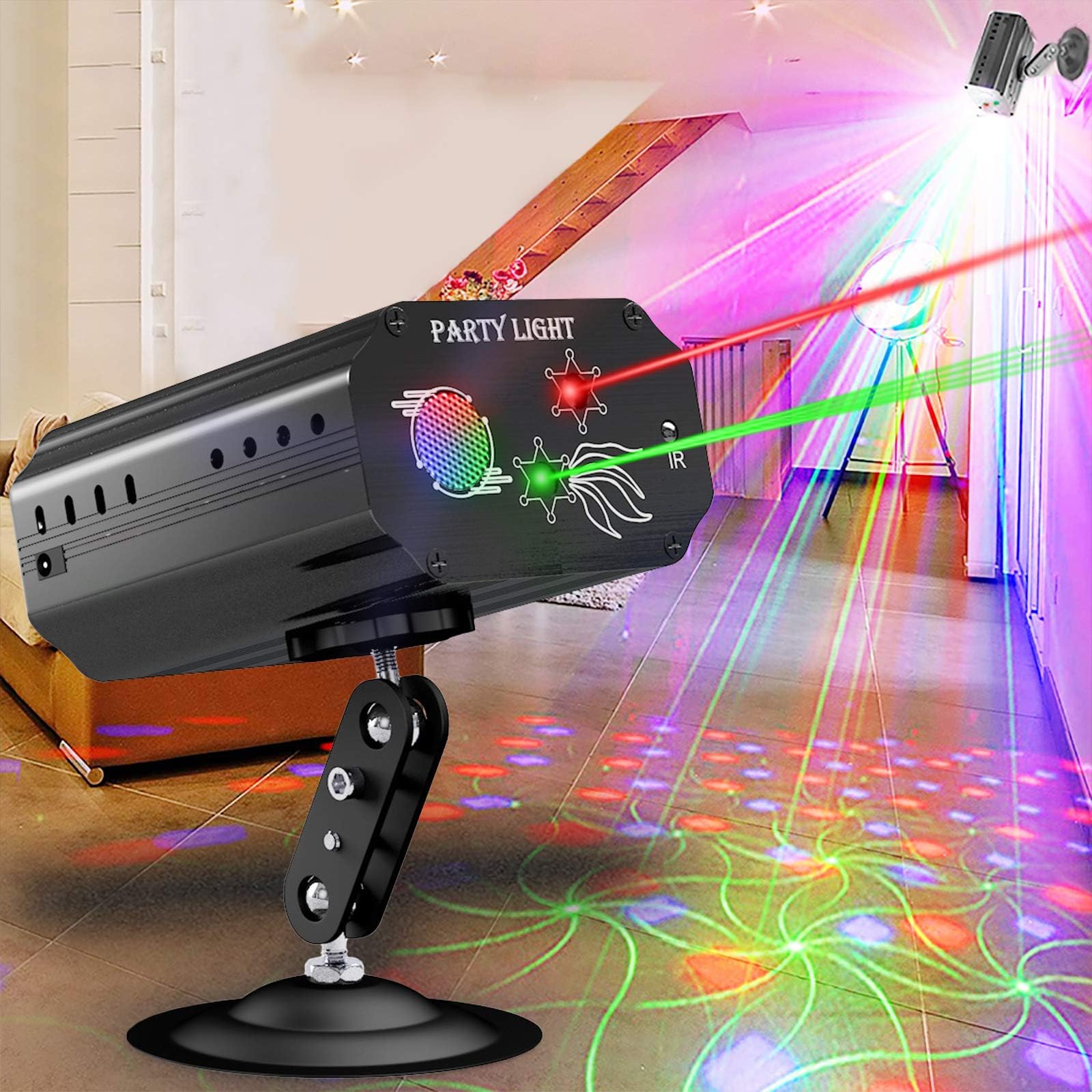Party Lights,Dj Disco Lights, Strobe Stage Lights Sound Activated Multiple Patterns Projector with Remote Control for Parties Bar Birthday Wedding Holiday Xmas Decorations Lights