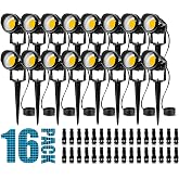 SUNVIE LED Low Voltage Landscape Lights with Spike Stand &amp; Connector 16Pack | 12V 3000K Waterproof 900LM Yard Pathway Garden Lights Wired Wall Tree Flag Landscape Spotlights Outdoor (Require Transformer)