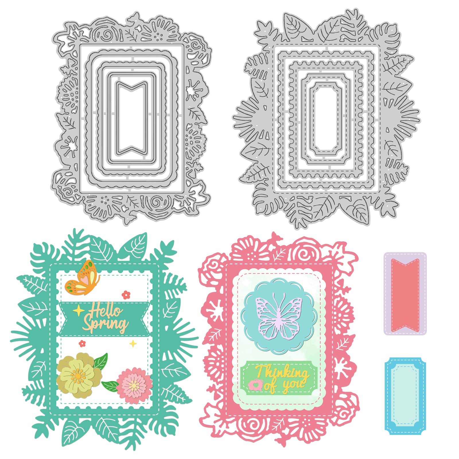 INFUNLY Nesting Frame Die Cut FLace Flower Eage Metal Die Cut Rectangle Border Cutting Dies for Card Making DIY Scrapbooking Album Decorative Embossing Paper Dies — image 1