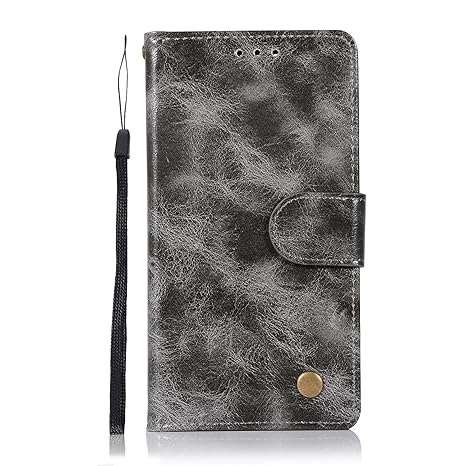 Chreey iPhone 5 5S SE Hülle, Premium Handyhülle Tasche Leder Flip Case Brieftasche Etui Schutzhülle Ledertasche, Grau