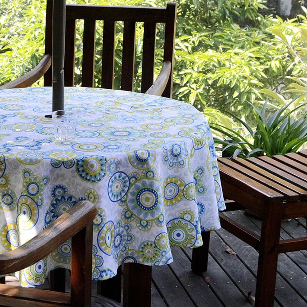 Amazon Com Lahome Medallion Outdoor Tablecloth With Umbrella Hole